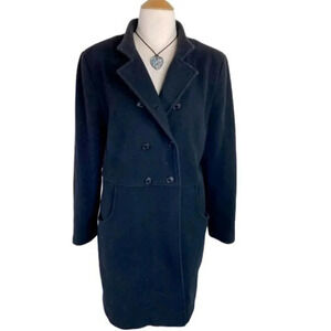 Kenneth Cole 14 black wool/cashmere‎ blend hip length double breasted coat